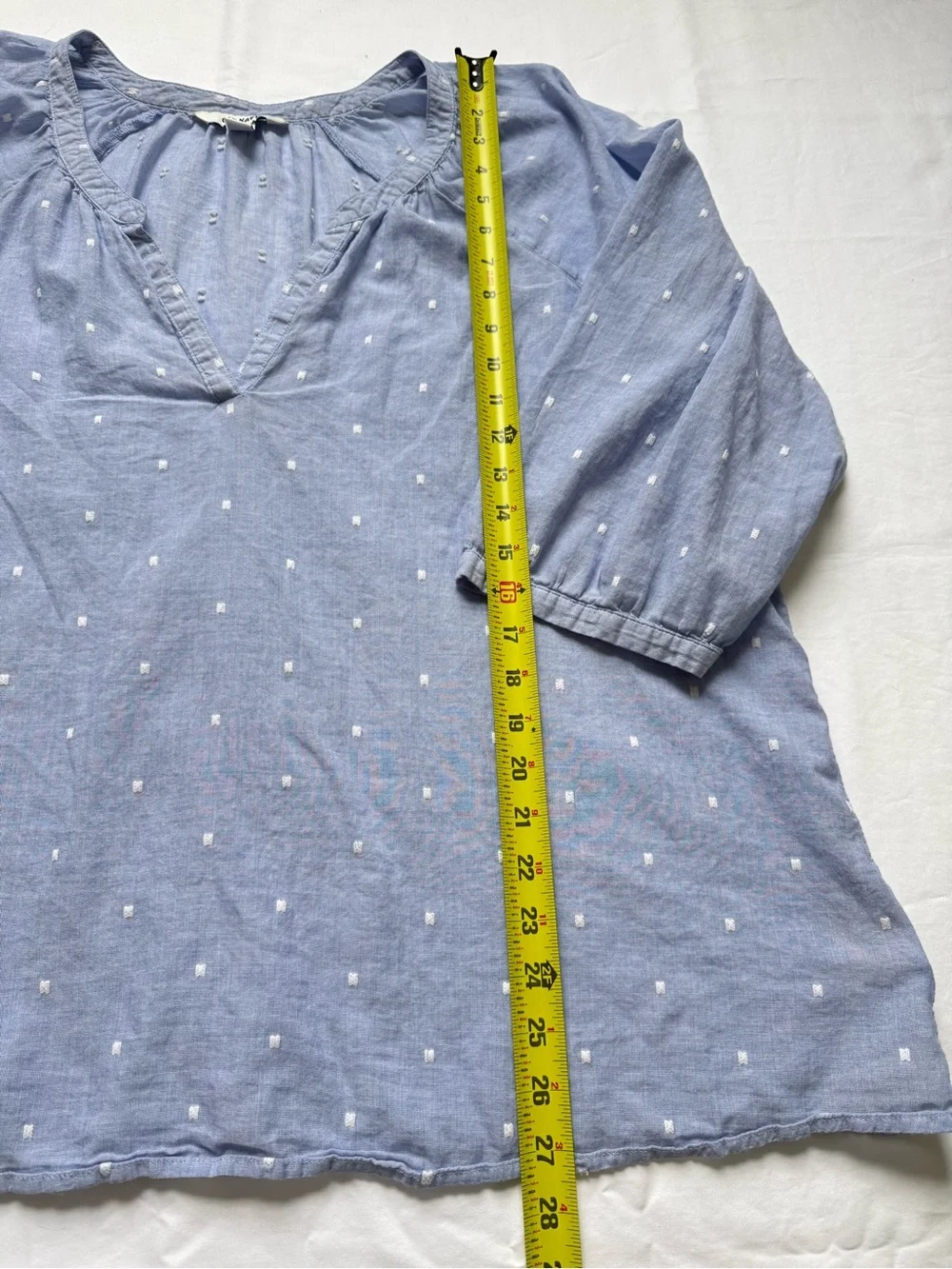 Old Navy 100% Cotton Polka Dot V-Neck Peasant Blouse - Light Blue
